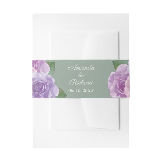 Bandeau De Faire-part Sage Dusty rose violet Aquarelle Mariage Floral (Devant example)