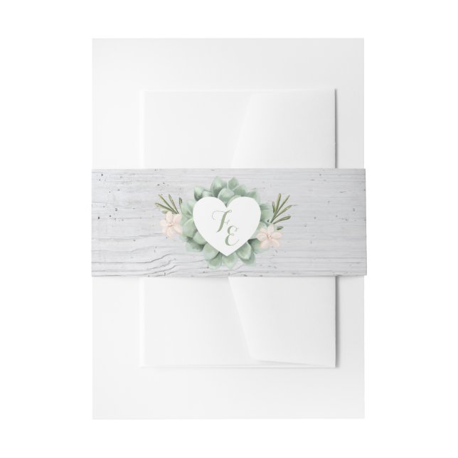 Bandeau De Faire-part Sage Floral Fleurs Blanc Bois Mariage Belly Band (Devant example)