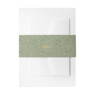 Bandeau De Faire-part Sage Green Floral Faire-part de mariage Belly Band