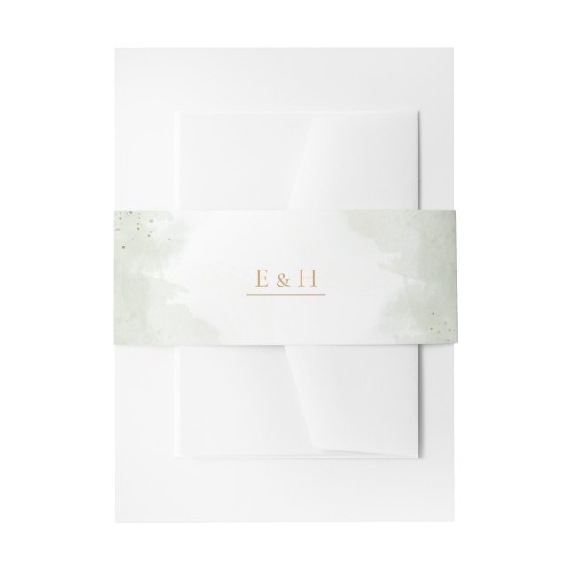 Bandeau De Faire-part Sage green gold watercolour elegant wedding  (Devant example)