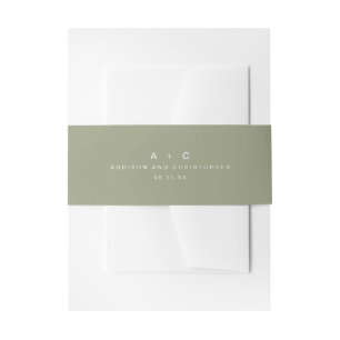 Bandeau De Faire-part Sage Green Initiales Monogramme Mariage simple