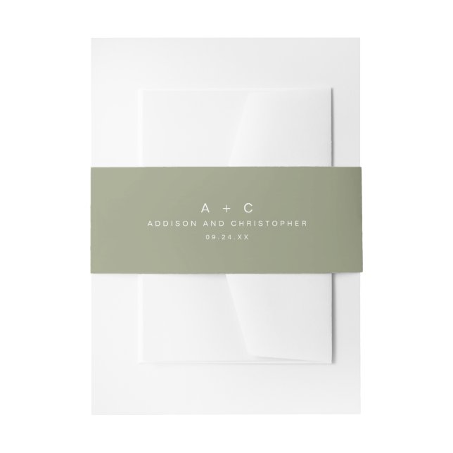 Bandeau De Faire-part Sage Green Initiales Monogramme Mariage simple (Devant example)