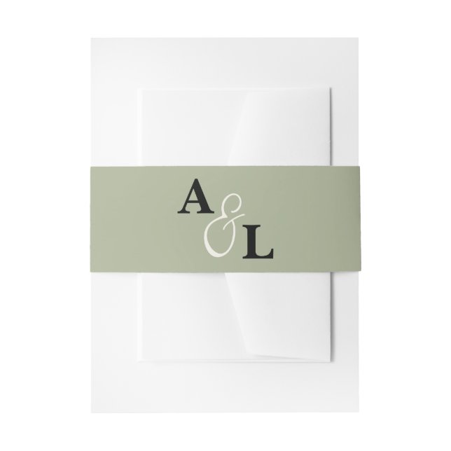 Bandeau De Faire-part Sage Green Monogramme Ampersand Mariage personnali (Devant example)