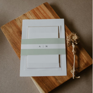 Bandeau De Faire-part Sage Green Monogramme Invitation Bande de ventre