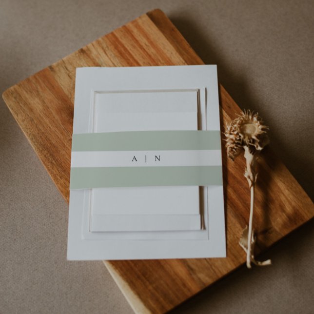 Bandeau De Faire-part Sage Green Monogramme Invitation Bande de ventre (Créateur téléchargé)
