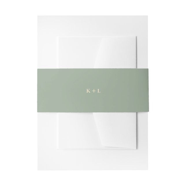 Bandeau De Faire-part Sage Green Simple Monogram Modern Wedding (Devant example)