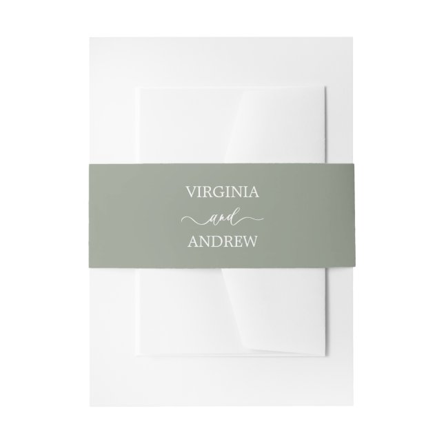 Bandeau De Faire-part Sage Green Wildflower Boho Invitation Belly Band (Devant example)
