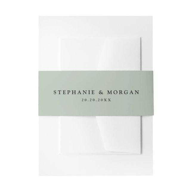 Bandeau De Faire-part Sage vert simple rustique Boho Mariage (Devant example)