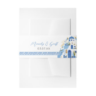 Bandeau De Faire-part Santorin Mariage Belly Band Grèce Bleu grec
