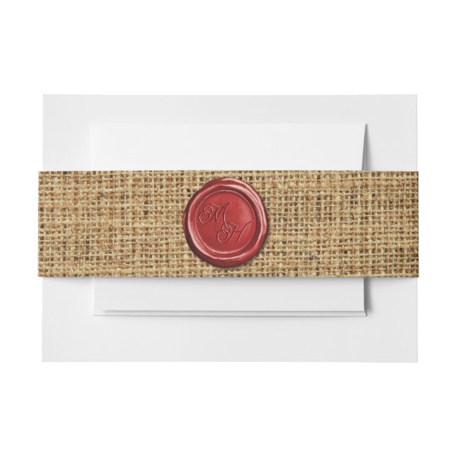 Bandeau De Faire-part Sceau de cire rouge foncé Initiales personnalisées (Devant Example)