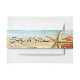 Bandeau De Faire-part Scène de plage Mariage tropical Invitation Bande d