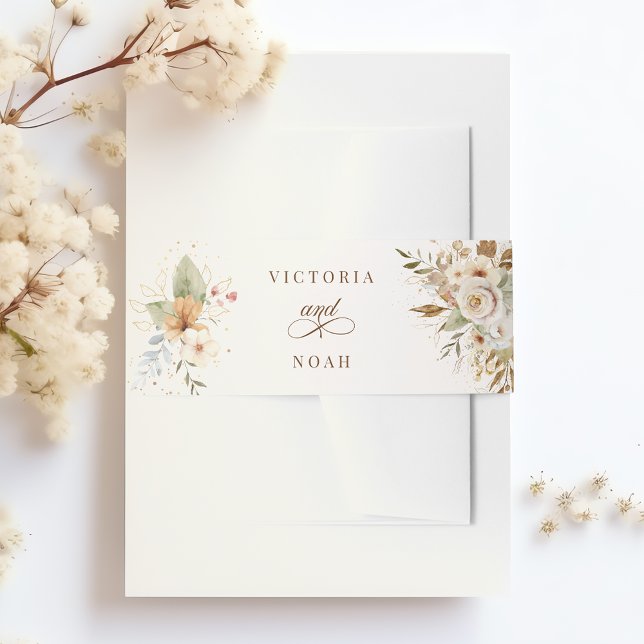 Bandeau De Faire-part Script botanique Rose d'automne rustique (Créateur téléchargé)