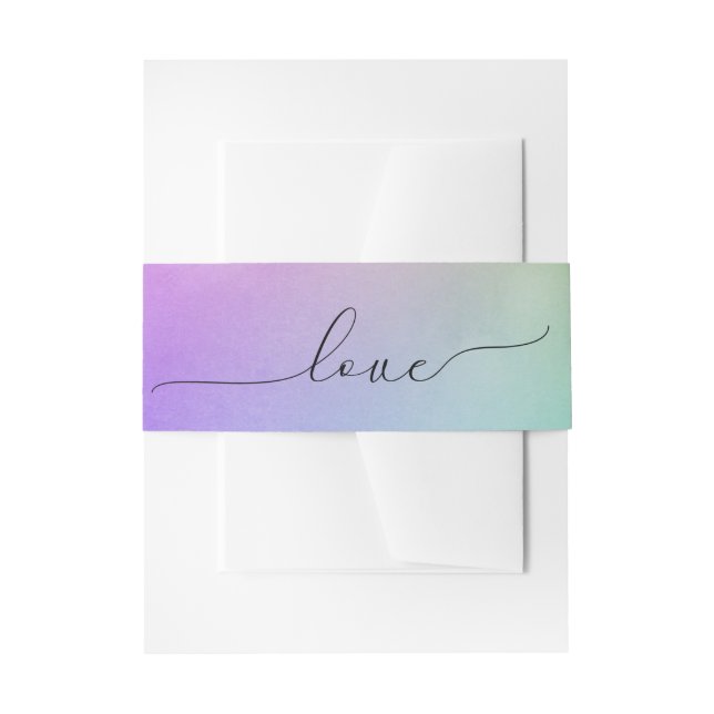 Bandeau De Faire-part Script d'amour mariage sur arc-en-ciel dégradant (Devant example)