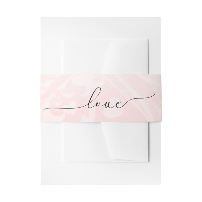 Bandeau De Faire-part Script d'amour sur Motif rose (Devant example)