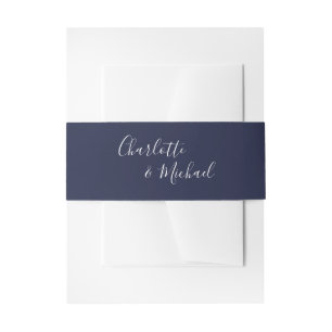 Bandeau De Faire-part Script de signature bleu marine simple