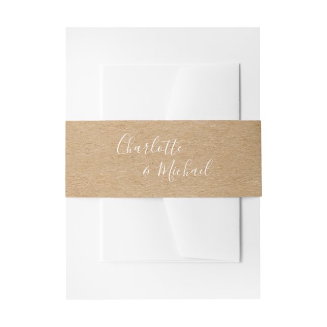 Bandeau De Faire-part Script de signature rustique simple Kraft (Devant example)
