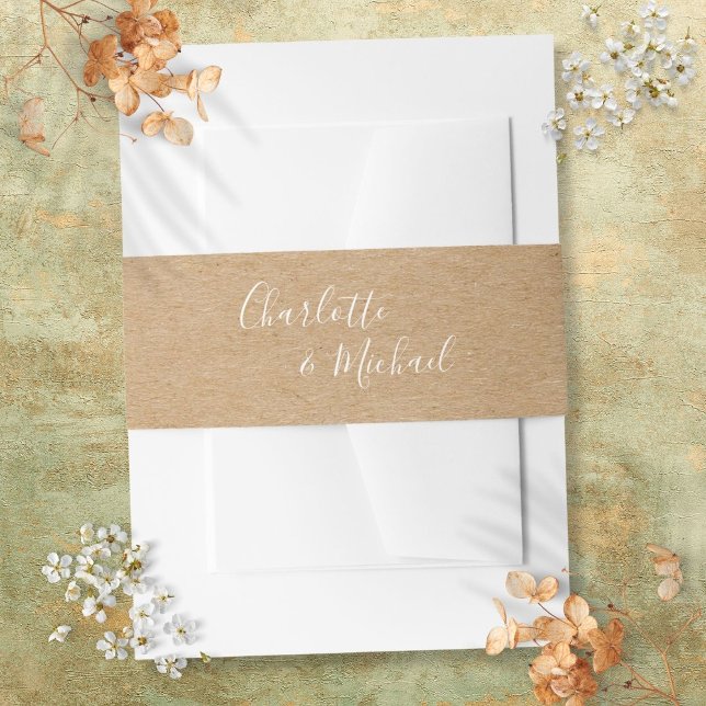 Bandeau De Faire-part Script de signature rustique simple Kraft (Simple Rustic Kraft Signature Script Invitation Belly Band)