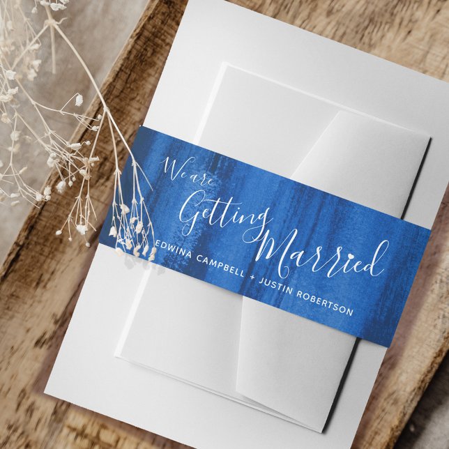 Bandeau De Faire-part Se marier saphir bleu abstrait mariage d'art (Créateur téléchargé)