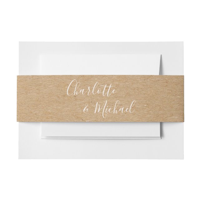 Bandeau De Faire-part Signature Script Kraft Rustique (Devant Example)