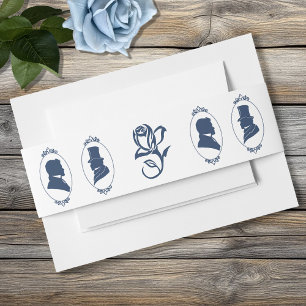 Bandeau De Faire-part Silhouette botanique gay Régence bleu romantique