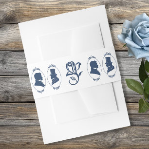 Bandeau De Faire-part Silhouette Botanique Gay Régence Bleu Romantique