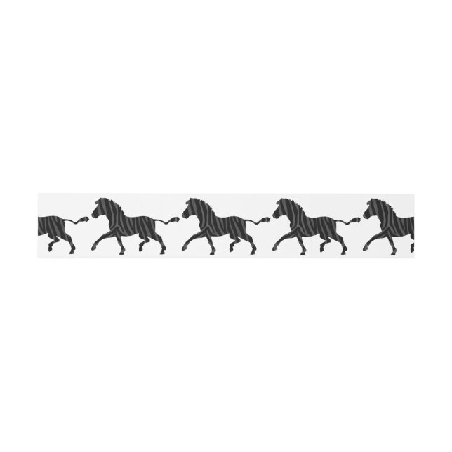 Bandeau De Faire-part Silhouette d'impression noir et gris Zebra (Plat)