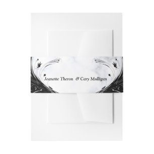 Bandeau De Faire-part Silhouette noire moderne élégante sur Marbre blanc