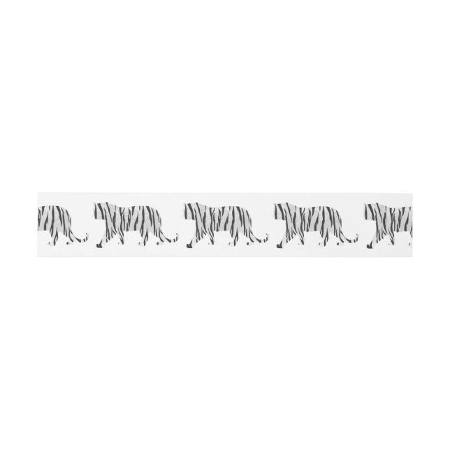 Bandeau De Faire-part Silhouette Tiger noir et blanc (Plat)
