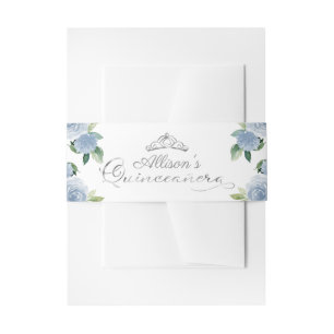Bandeau De Faire-part Silver Tiara Bleu clair Quinceanera Florale