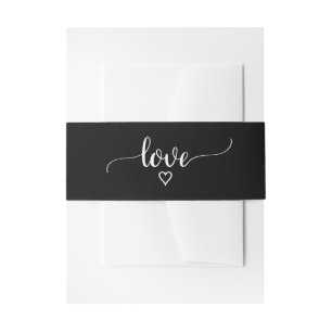 Bandeau De Faire-part Simple Black Calligraphy Love Mariage Belly Band