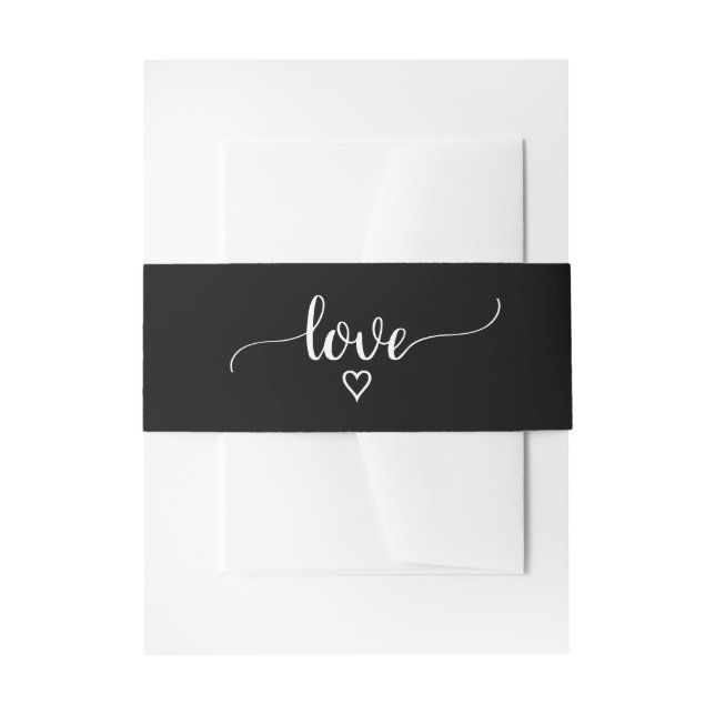 Bandeau De Faire-part Simple Black Calligraphy Love Mariage Belly Band (Devant example)