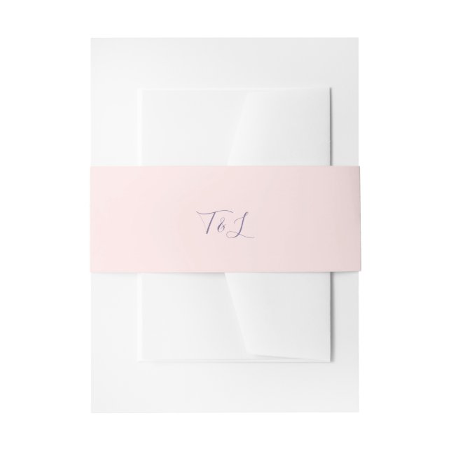 Bandeau De Faire-part Simple Blush Pink | Lavender Initials Wedding (Devant example)