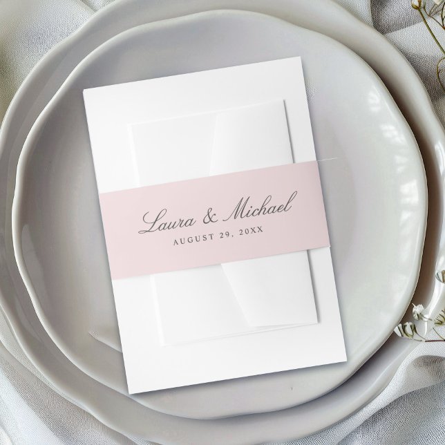 Bandeau De Faire-part Simple Blush Pink Personalized Wedding (Créateur téléchargé)