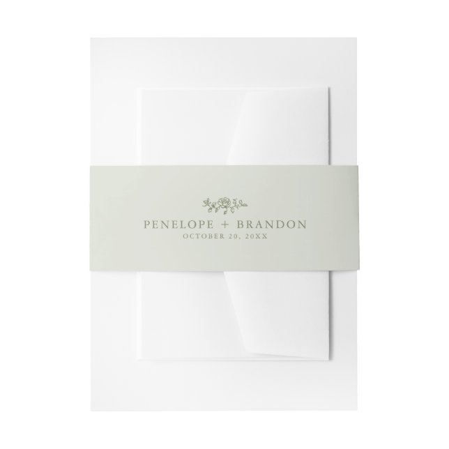 Bandeau De Faire-part Simple Delicate Floral Timeless Sage Mariage vert (Devant example)