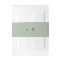 Simple Dusty Sage Faire-part de mariage Belly Band