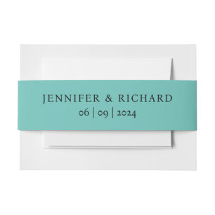 Bandeau De Faire-part Simple Élégant Turquoise Nom Et Mariage Date