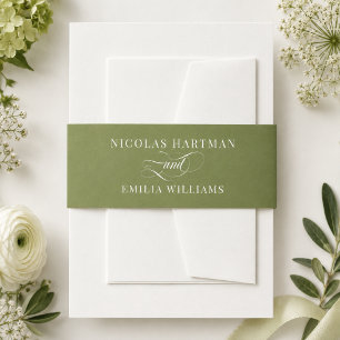 Bandeau De Faire-part Simple mariage blanc vert
