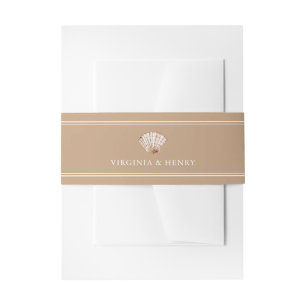 Bandeau De Faire-part Simple Mariage de Plage Coquillage Brun