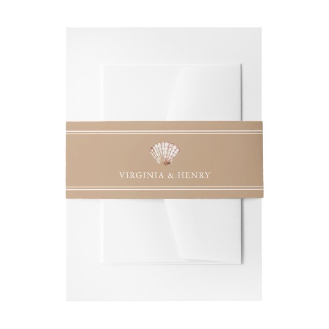 Bandeau De Faire-part Simple Mariage de Plage Coquillage Brun (Devant example)