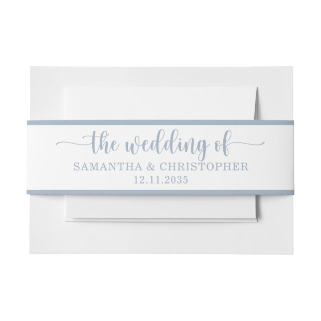Bandeau De Faire-part Simple Mariage Dusty Blue de  (Devant Example)
