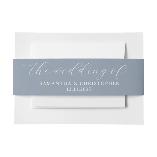 Bandeau De Faire-part Simple Mariage Dusty Blue d'Invitation (Devant Example)