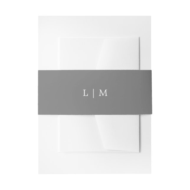 Bandeau De Faire-part Simple Mariage Élégant Monogramme Gris Foncé (Devant example)