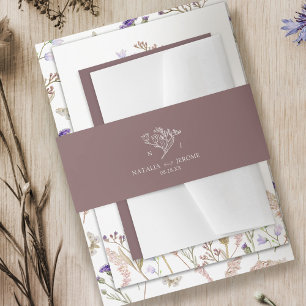 Bandeau De Faire-part Simple mariage fleur sauvage marron blanc