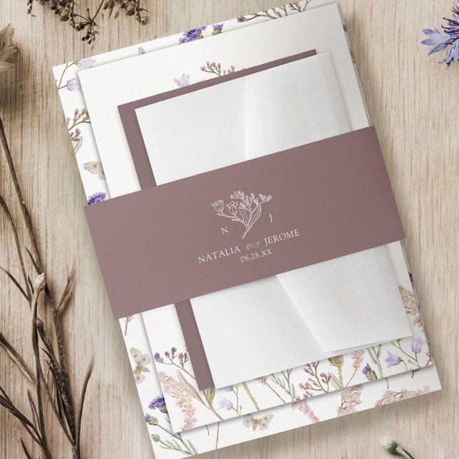 Bandeau De Faire-part Simple mariage fleur sauvage marron blanc (Créateur téléchargé)