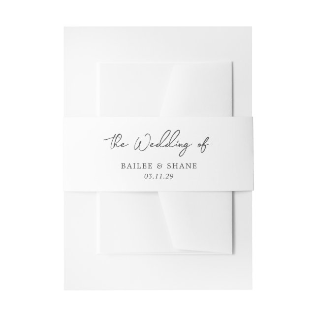 Bandeau De Faire-part Simple Mariage Moderne Noir et Blanc (Devant example)