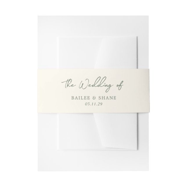 Bandeau De Faire-part Simple mariage moderne vert olive (Devant example)