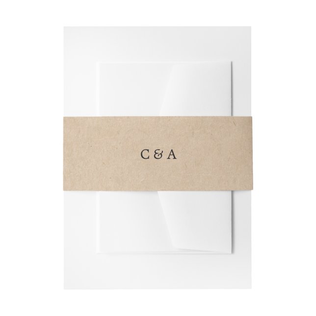 Bandeau De Faire-part Simple Mariage Monogram Rustique Brun (Devant example)