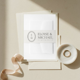Bandeau De Faire-part Simple Mariage Monogramme Classique Crête en Ivoir