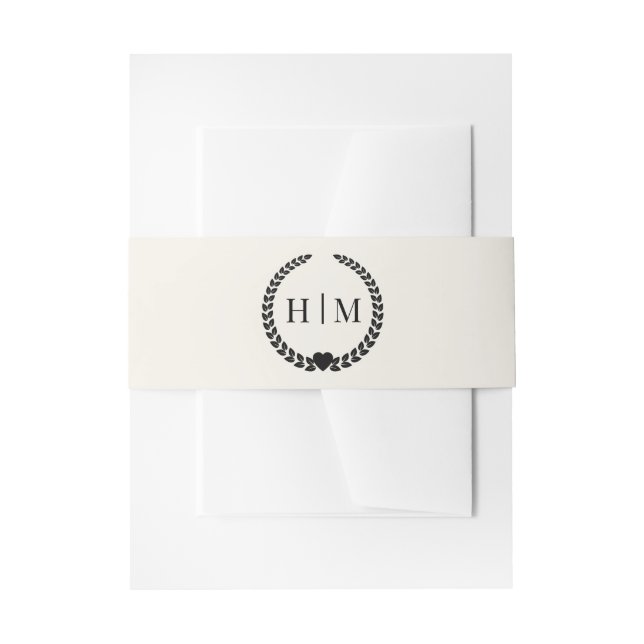 Bandeau De Faire-part Simple Minimalist Antique Ivory Monogram  (Devant example)
