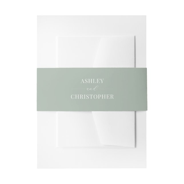Bandeau De Faire-part Simple Moderne Mariage Vert Sauge (Devant example)